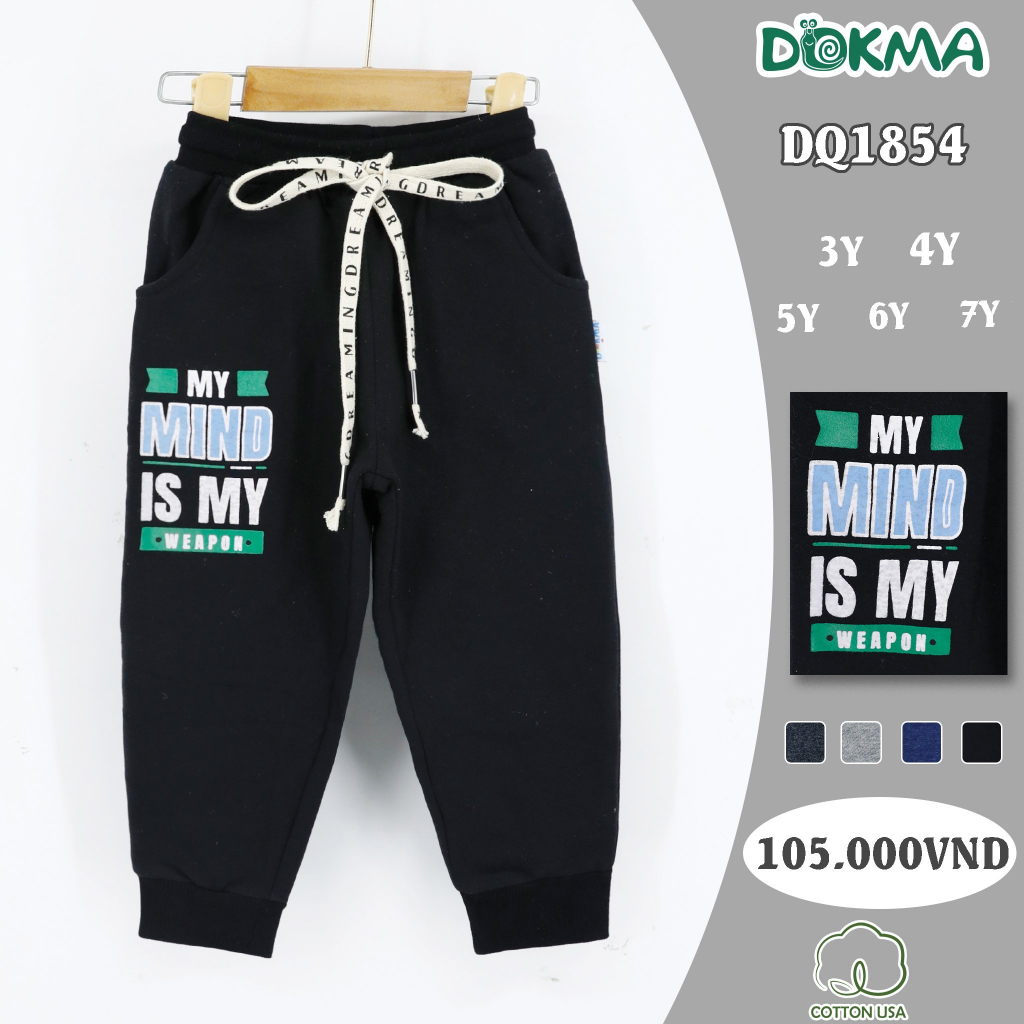 3-7T Quần dài lót nỉ bé trai Dokma DQ1854