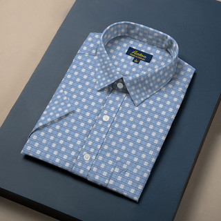 Áo Sơ Mi Nam Sọc Caro Ngắn Tay Công Sở Cao Cấp Thương Hiệu Anton Họa Tiết Caro Trắng Xanh Vải Cotton Vạt Ngang - NC27