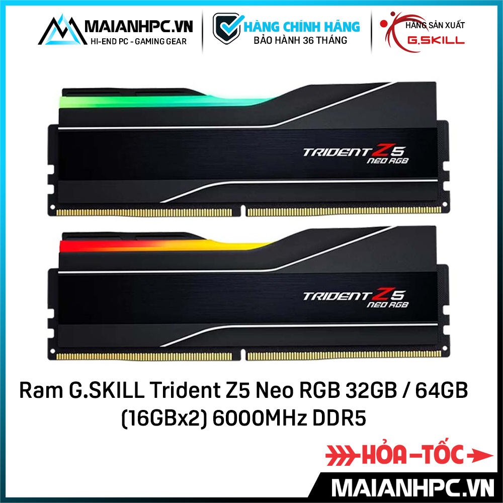 Ram G.SKILL Trident Z5 Neo RGB 32GB(16GBx2) 6000MHz DDR5  F5-6000J3636F16GX2-TZ5NR