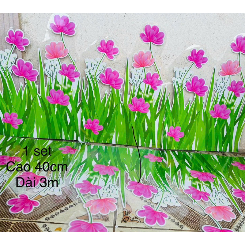 Hoa chân tường trang trí bảng 3 mét