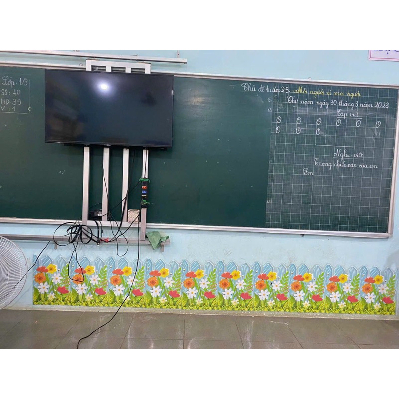 Hoa chân tường trang trí bảng 3 mét
