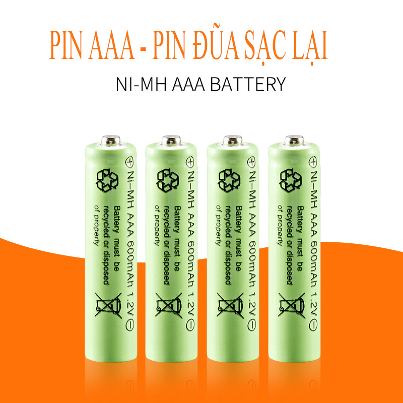 Pin đũa sạc AAA 600mAh 1,2V - Pin sạc 500 lần AA đồ chơi trẻ em, điều khiển tivi