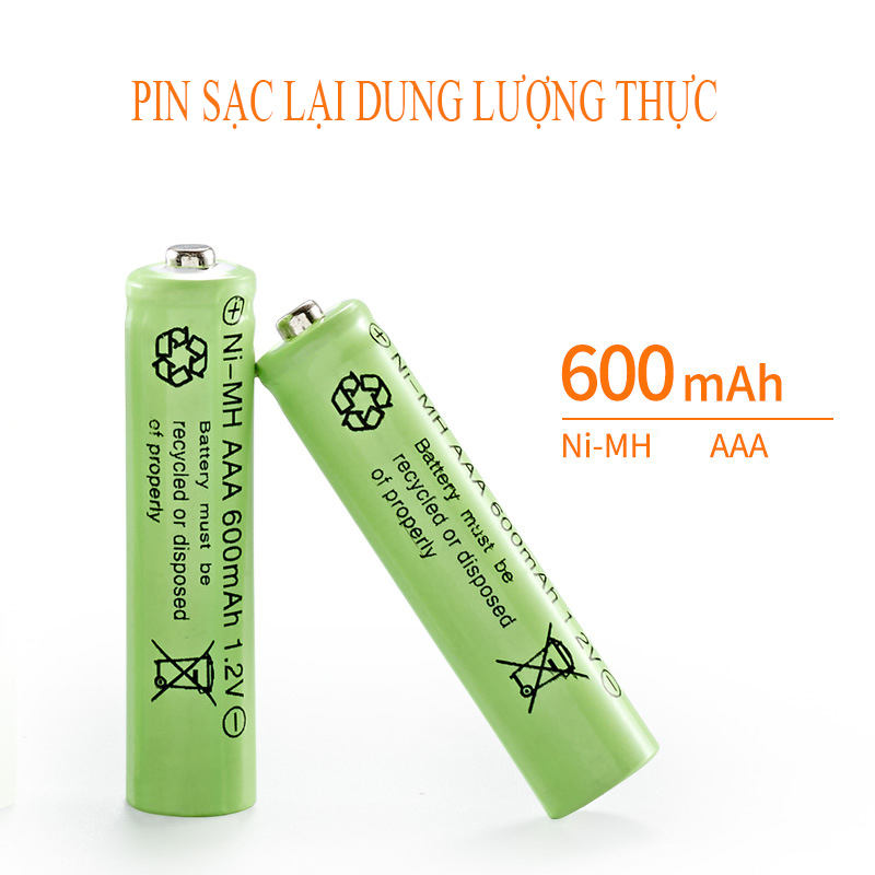Pin đũa sạc AAA 600mAh 1,2V - Pin sạc 500 lần AA đồ chơi trẻ em, điều khiển tivi