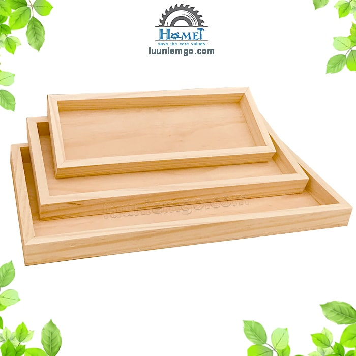 Khay Gỗ Trang Trí Decor Cao 5cm. Mẫu Đẹp, Tinh Tế Dùng Chụp sản phẩm, Đựng Trà. Hình Vuông Và Hình Chữ Nhật. Nhiều Size