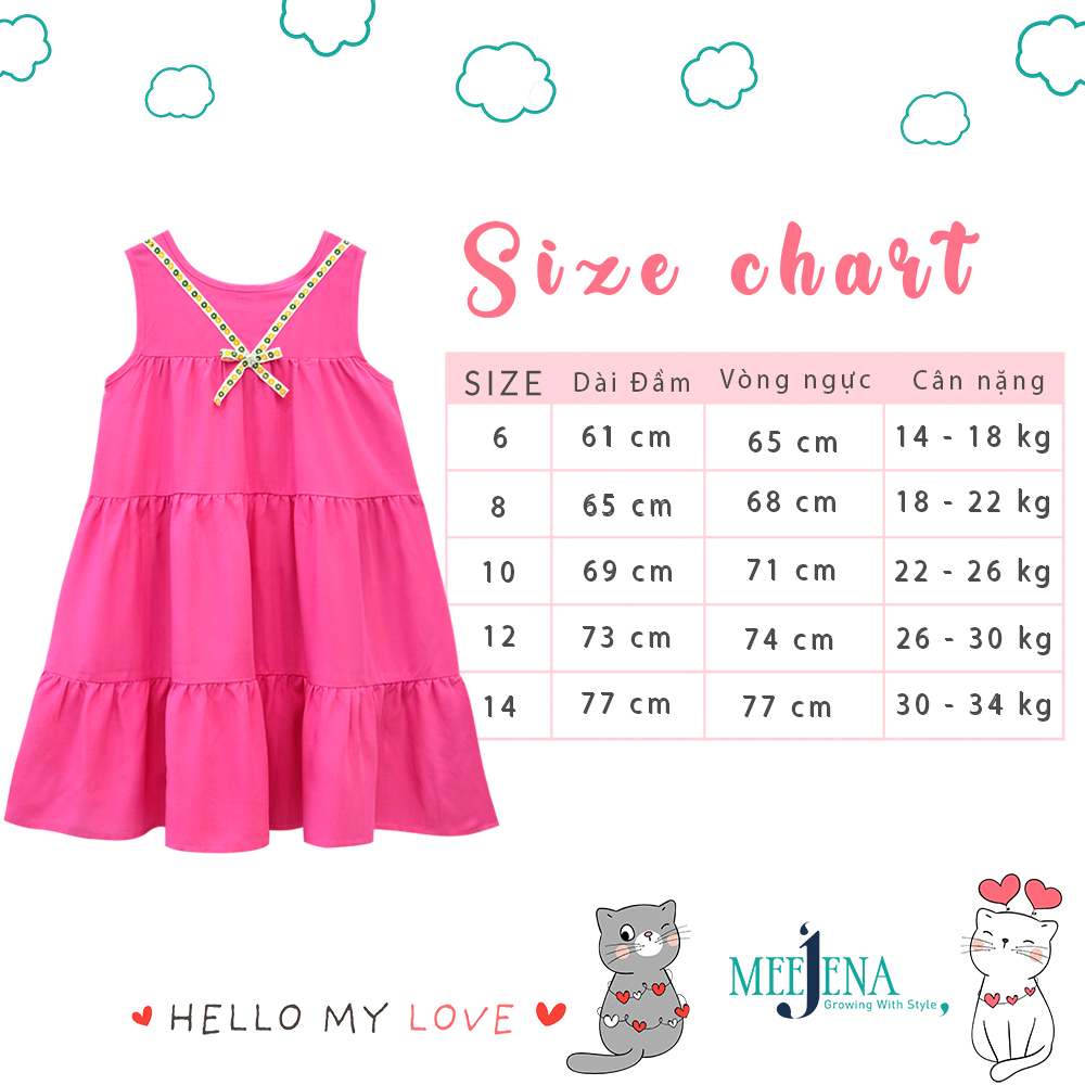 Váy Bé Gái MEEJENA từ 14-36 kg - Váy cho bé gái vải Tole sát nách - 3013