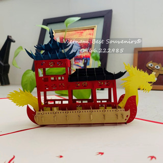 Thiệp 3d thuyền rồng - thiệp 3d pop up lưu niệm, 3d pop up cards