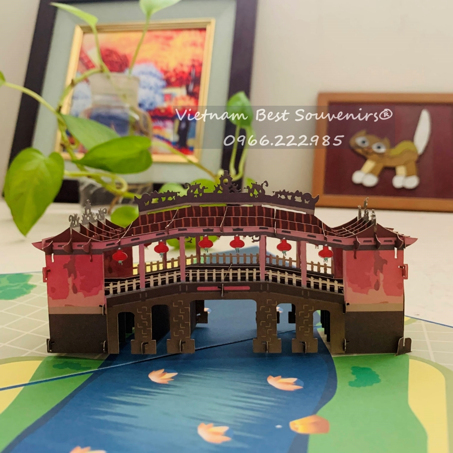 Thiệp 3D Chùa Cầu Hội An - Japanese Bridge - Chùa Cầu Nhật Bản - Thiệp 3D Pop Up Lưu Niệm
