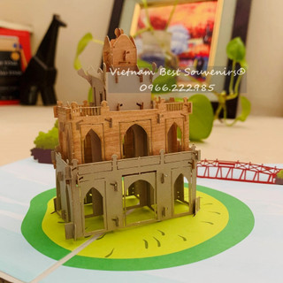 Thiệp 3d tháp rùa hồ gươm - hoan kiem lake - sword lake - thiệp 3d pop up lưu niệm, 3d pop up cards