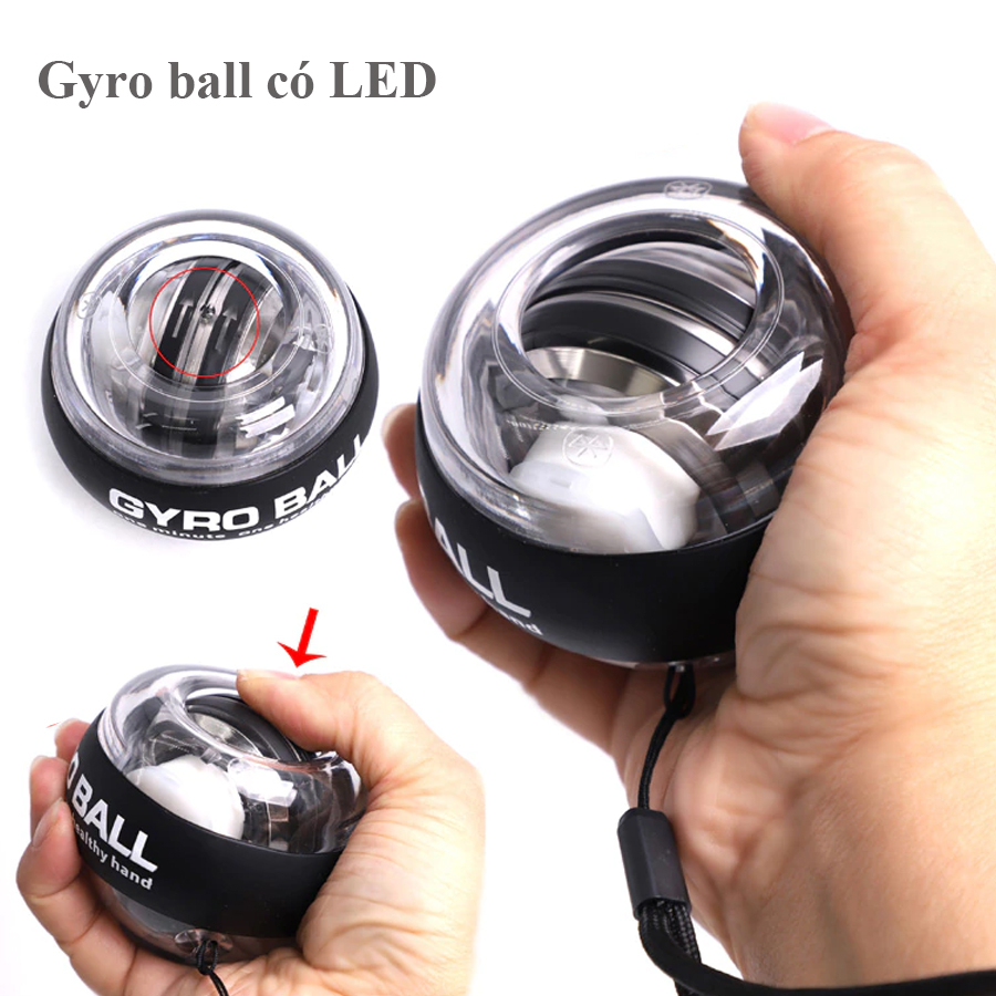 Bóng gyro ball tập xoay cổ tay tự khởi động có đèn LED thể hiển sức mạnh