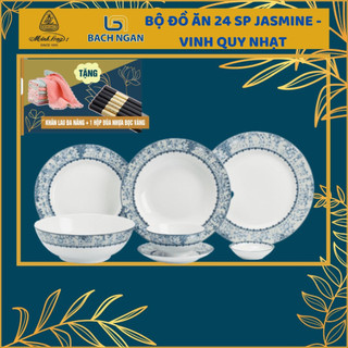 Bộ chén dĩa sứ Minh Long 6 người 24 sản phẩm - Jasmine Vinh Quy Nhạt dùng cho gia đình, sứ đẹp cao cấp dùng đãi khách