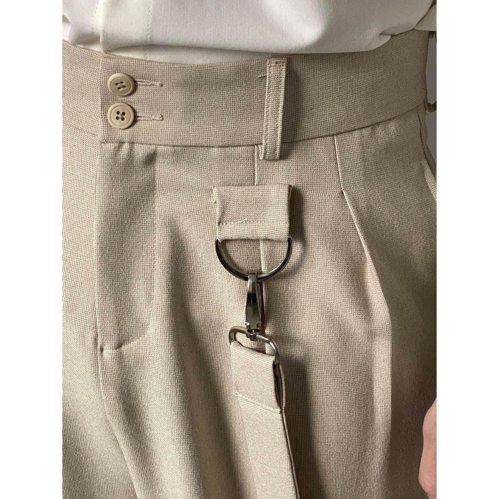 BLANKESPACE Quần Ống Xuông Clown Beige Pants Vải Cotton Sợi Chéo Thời Trang Nam Nữ Unisex