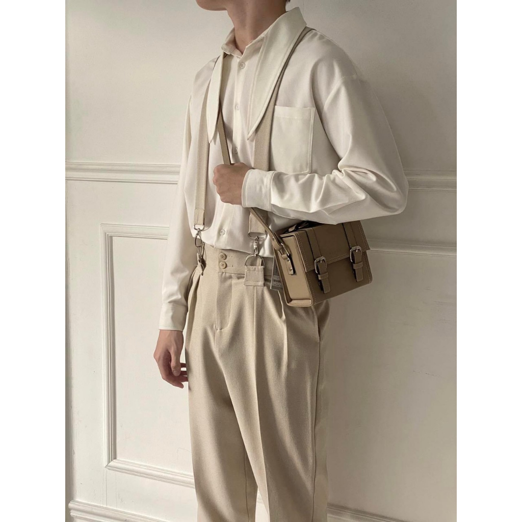 BLANKESPACE Quần Ống Xuông Clown Beige Pants Vải Cotton Sợi Chéo Thời Trang Nam Nữ Unisex