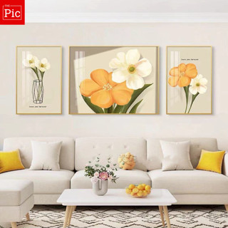 Bộ 3 Tranh Treo Tường Hoa Lá Thiên Nhiên Treo Phòng Khách/ Ngủ/ Khách Sạn/ Quà Tặng Khai Trương Spa Decor Nội Thất
