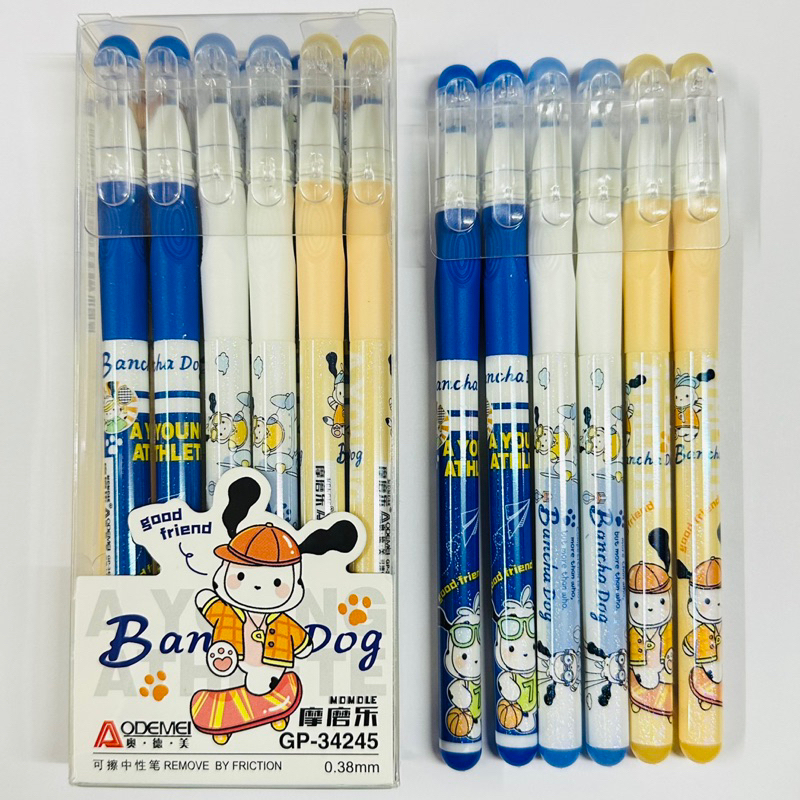 Hộp 12 Viết Gel Xoá Nắp MỰC XANH Hoạt Hình Dễ Thương - Phi Hành Gia, Gấu Dâu, Koromi, Pikachu,…