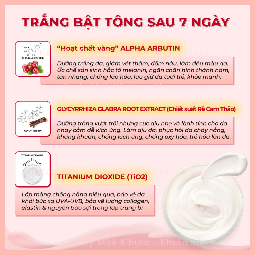 1KG Kem body dưỡng trắng da K'hula Milk, Dòng dưỡng trắng chuyên sâu dưỡng da trắng hồng tự nhiên không nhờn rít - KHULA