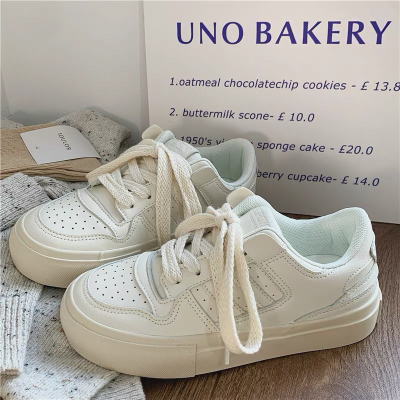 Giày sneaker Ulzzang CHÍNH HÃNG chất da PU đế cao 4cm đơn giản basic phong cách hàn quốc
