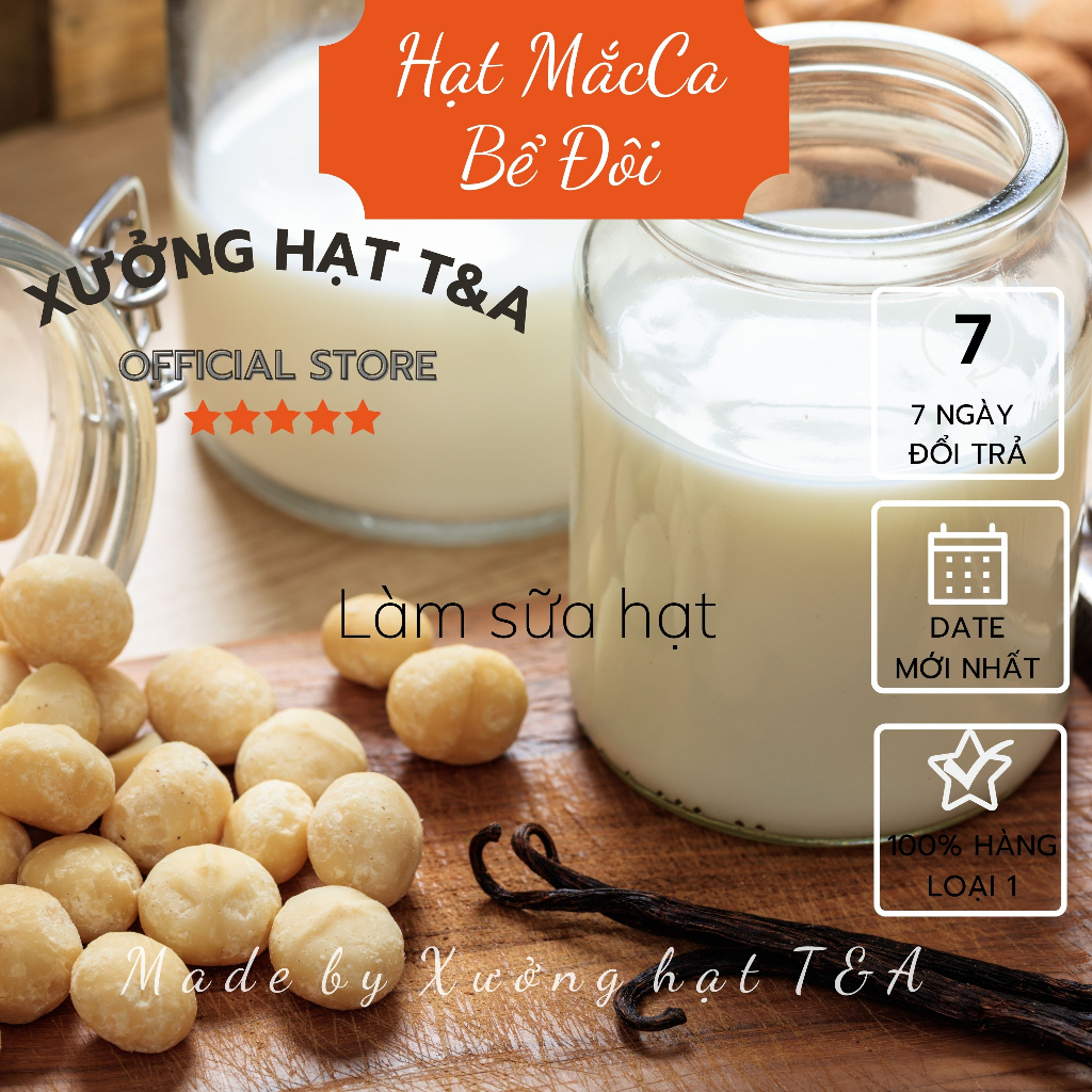 (LÀM SỮA) Hạt Mắcca Nhân Bể Đôi 500Gr Túi chân không hạt macca daklak số lượng ít Hạt Làm Sữa - CHỢ 