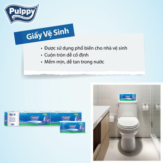 Giấy Vệ Sinh Pulppy Cao Cấp 2 Lớp Bột Giấy Nguyên Chất(2 Cuỗn 2 Lớp, 620 Tờ, 62 Mét)