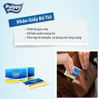 Khăn Giấy bỏ túi Pullpy Giấy Lụa Đặc Biệt Cho Da Nhạy Cảm 1 Lốc 6 Gói