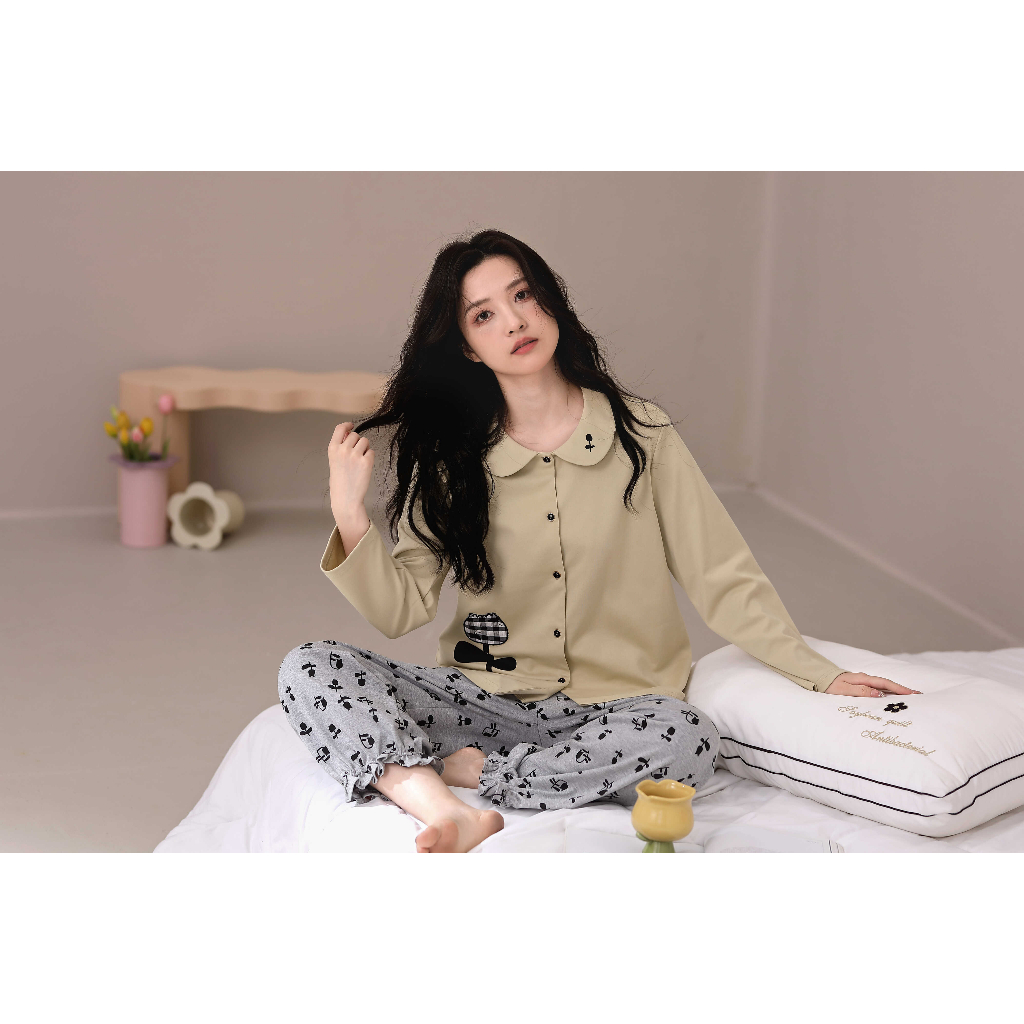 Bộ Pyjama Dài Tay Nữ Mặc Nhà Chất Liệu 100% COTTON Cao Cấp Thương Hiệu NARYLEE mã NR-230709