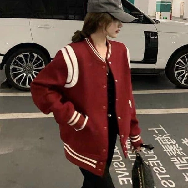 Áo Khoác varsity Đỏ áo bomber Teddy SLP nam nữ - Áo bomber Sơn Tùng MTP Siêu Hot 2023