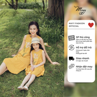 Đầm thiết kế cao cấp MAYY FASHION lụa vàng sát nách chân đuôi cá - Ly Vàng