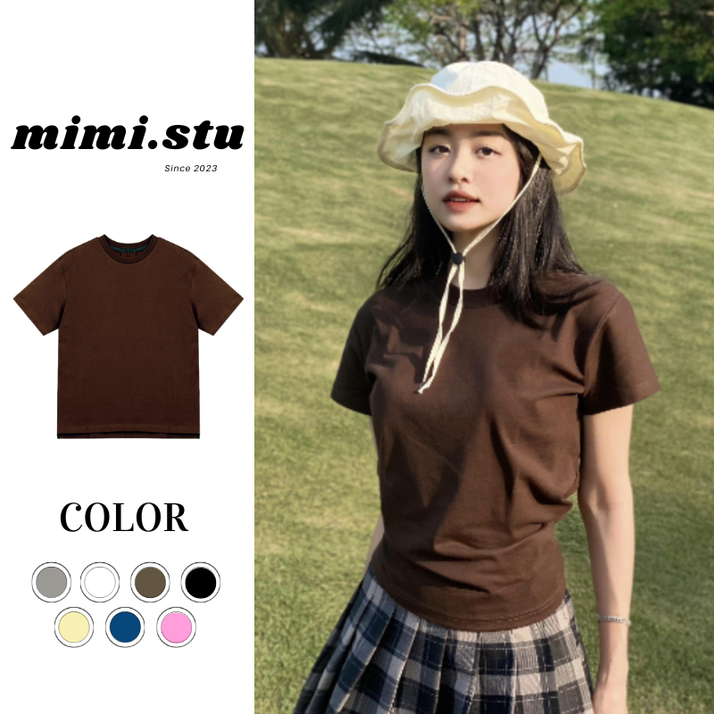 Áo baby tee trơn Mimi, áo thun nữ basic 100% cotton dày dặn
