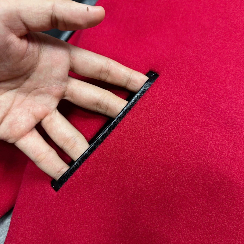 Áo khoác bomber nam nữ SLR vải dạ phối thêu da đen hai bên tay vai lót gió 2 lớp dày dặn boy phố AK36P