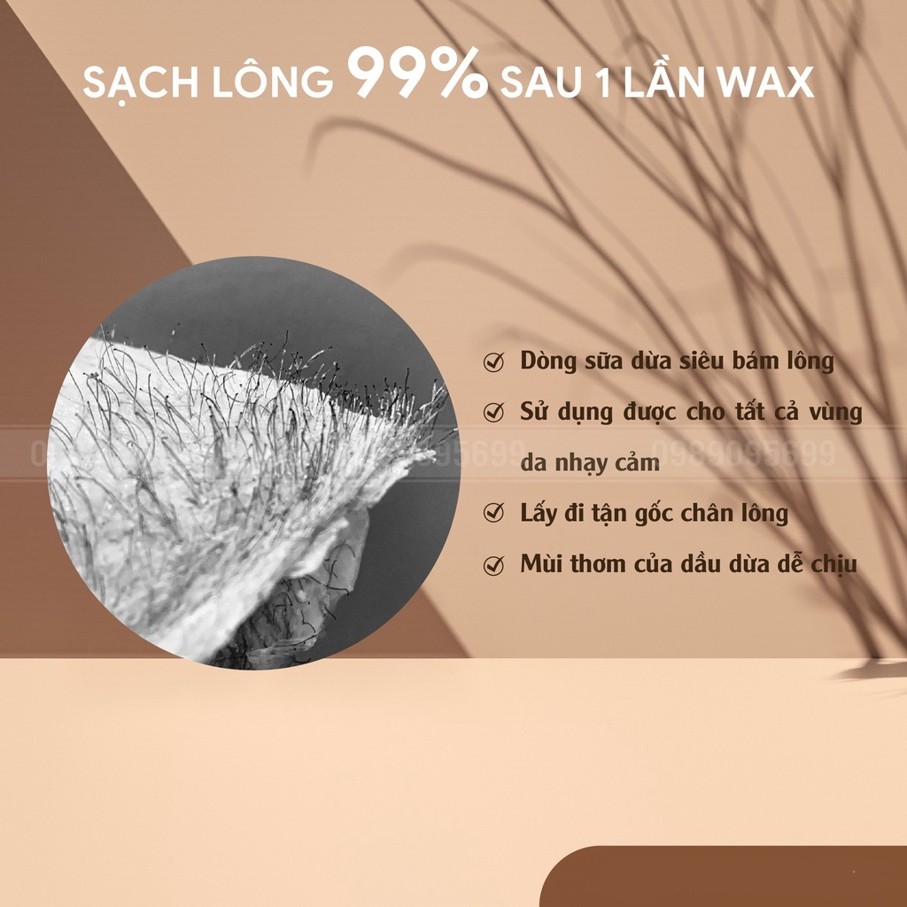 Sáp wax lông cao cấp siêu bám  Sáp dừa sữa coconut & trong suốt  -BeloveShop