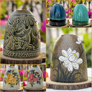 Lọ cắm hoa mini dáng chuông cao 15 cm men mộc gốm sứ Bát Tràng decor trang trí đẹp, chụp ảnh xinh
