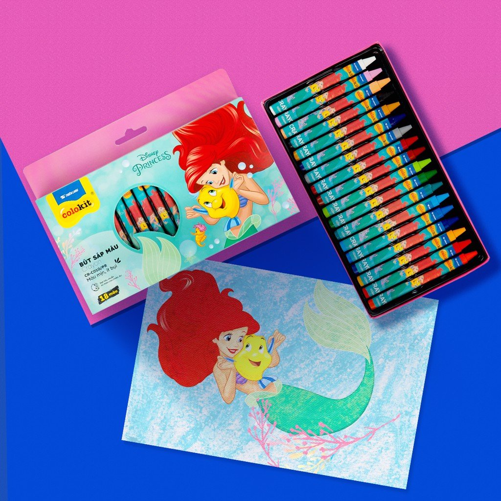 Bút sáp 18 màu Công chúa Ariel Disney Thiên Long Colokit CR-C010/PR