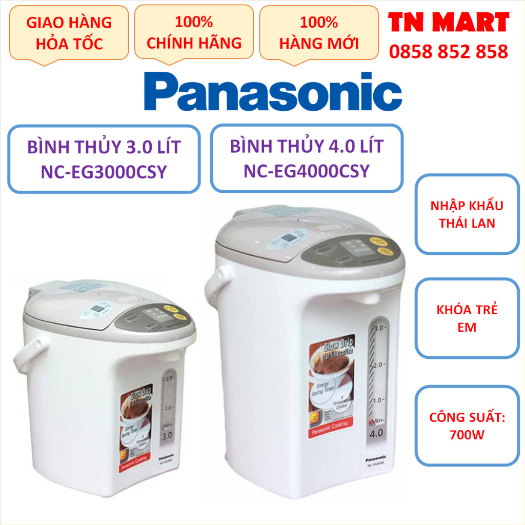 Bình thủy điện Panasonic NC-EG3000CSY 3.0 lít & NC-EG4000CSY 4.0 lít, nhập Thái Lan, chính hãng, bảo hành 12 tháng | BigBuy360 - bigbuy360.vn