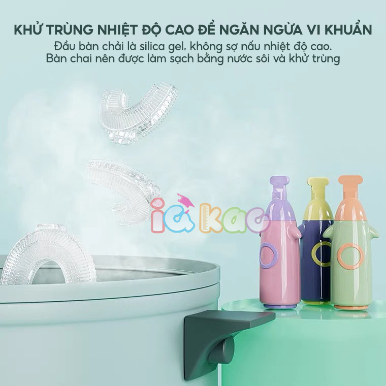 Bàn chải chữ U phối màu tập đánh răng cho bé, chất liệu Silicone siêu mềm cho bé 1-8 tuổi