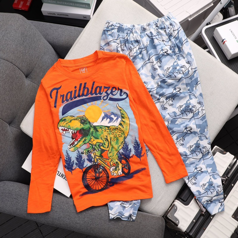 Bộ ngủ dài tay bé trai, bộ thun cotton VNXK