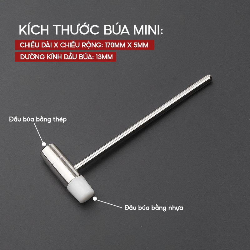 Búa gõ lego bằng thép 17cm, Búa mini 2 đầu hỗ trợ lắp ráp mô hình đồ chơi cho bé