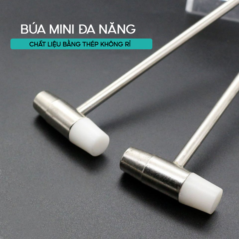 Búa gõ lego bằng thép 17cm, Búa mini 2 đầu hỗ trợ lắp ráp mô hình đồ chơi cho bé
