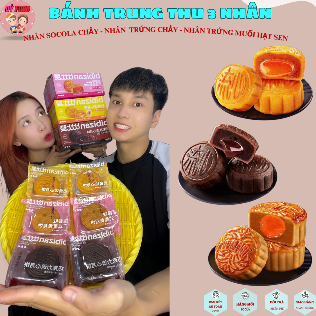 Hộp 540gram Bánh trung thu Bibizan mix 3 vị - Dý Food