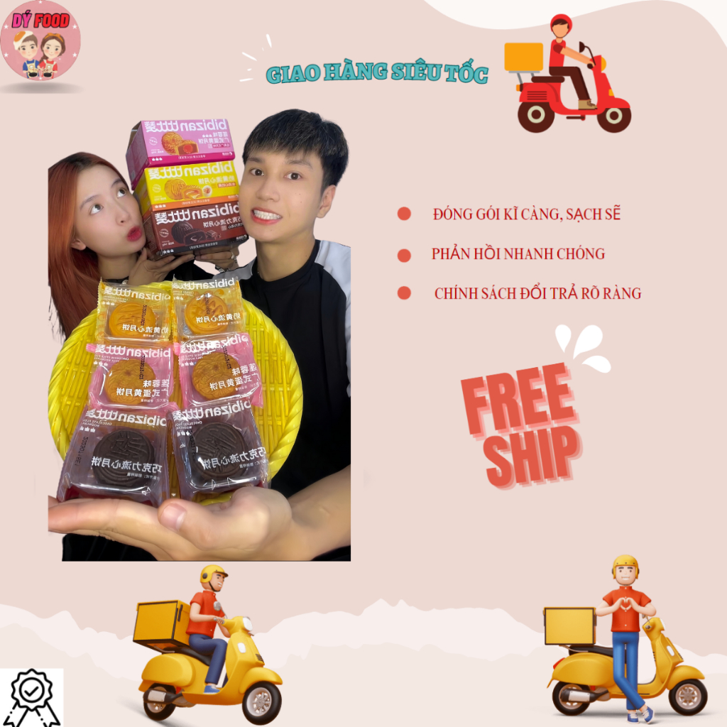 Hộp 540gram Bánh trung thu Bibizan mix 3 vị - Dý Food