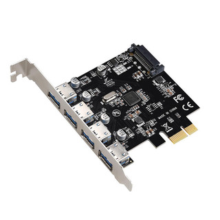 Card chuyển đổi PCI Express to USB 4 cổng 3.0, PCI Express to USB3.0 Adapter Card with Large 4Pin Power Interface for PC
