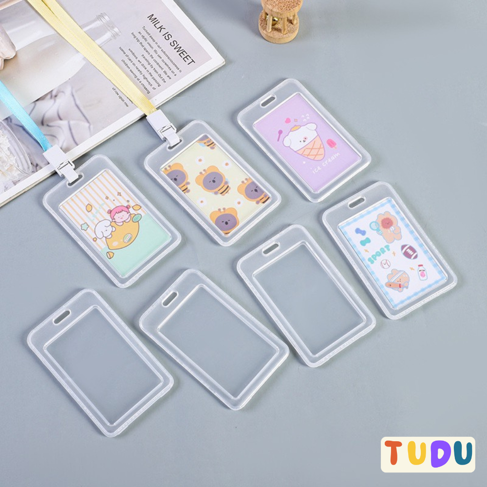 Thẻ Học Sinh Đeo Bảng Tên TUDU Kèm Dây Đeo Chất Liệu Nhựa Trong Suốt Khổ Dọc