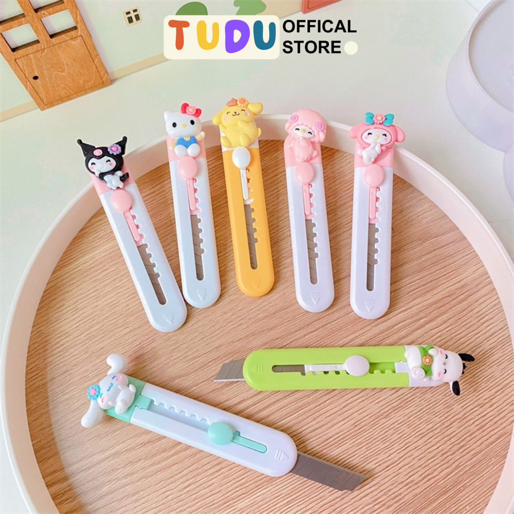 Dao Rọc Giấy Mini TUDU Hình Ngộ Nghĩnh, Dao Rọc Giấy Mini Gắn Charm Unboxing Cute, Phụ kiện văn phòng phẩm