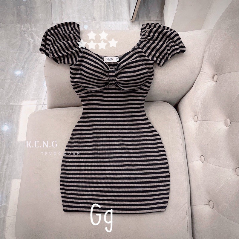 Đầm Body Có Mút Sọc Ngang Siêu Hot MK76