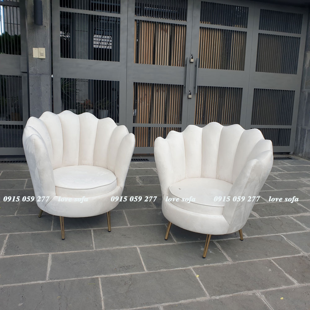 Ghế sofa sò đơn  derco chụp hình chất vải nhung êm ái màu trắng kem sang trọng giao hàng toàn quốc