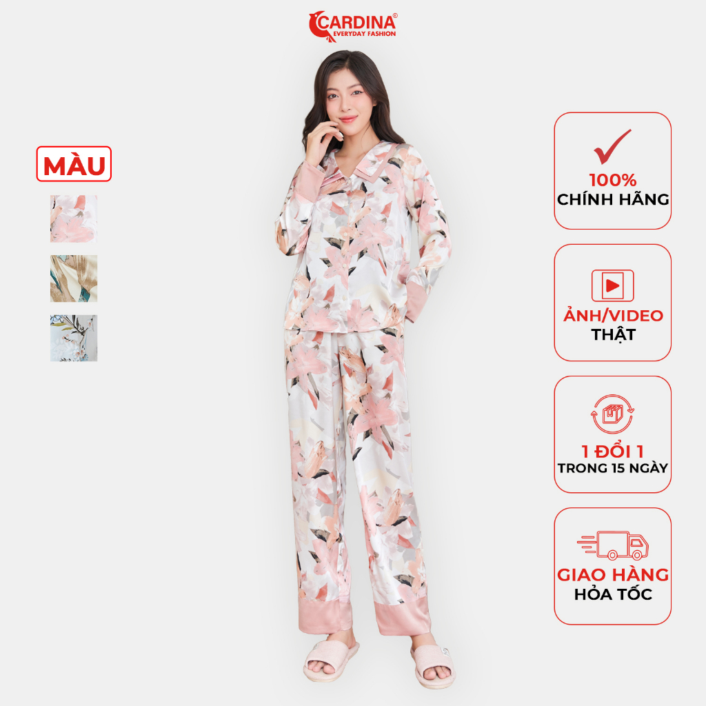 Đồ Bộ Nữ 𝐂𝐀𝐑𝐃𝐈𝐍𝐀 Pijama Chất Lụa Latin Cao Cấp Không Nhăn Nhàu Dáng Basic Trẻ Trung 3PDD01