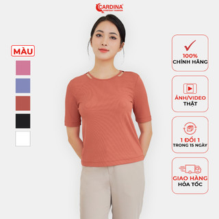 Áo Thun Nữ 𝐂𝐀𝐑𝐃𝐈𝐍𝐀 Chất Tăm Lạnh Cổ Cutout Tay Lỡ Kiểu Dáng Basic Tôn Dáng Co Dãn Thoải Mái 3AFL01
