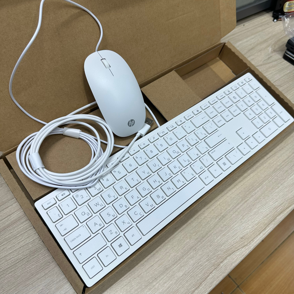 Bàn Phím Máy Tính Có Dây HP Slim Màu Trắng Cho Sinh Viên Dân Văn Phòng Tặng Kèm Chuột Bảo Hành 6 Tháng