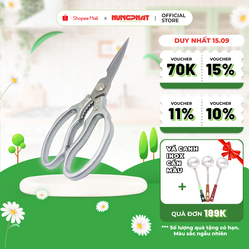 Kéo Cắt Đa Năng Chất Liệu Thép Cao Cấp Siêu Bền Dùng Làm Bếp Cắt Tỉa Cây Cảnh Đa Năng Hùng Phát