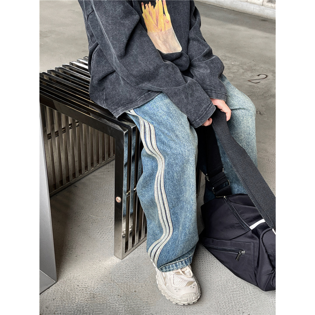 Quần jean xuông 3 sọc siêu chất cho bé trai bé gái mua thu đông mới B78-21402