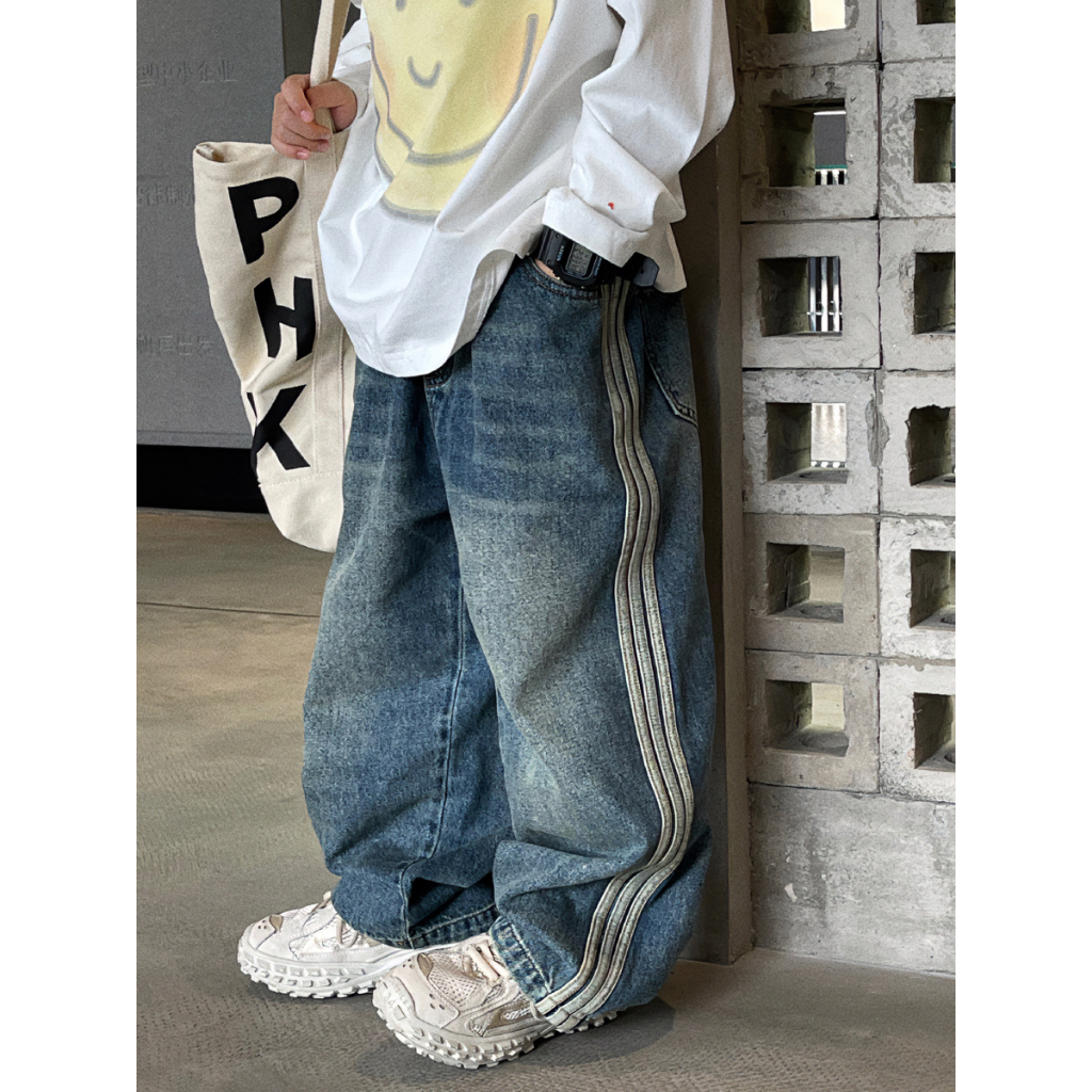 Quần jean xuông 3 sọc siêu chất cho bé trai bé gái mua thu đông mới B78-21402