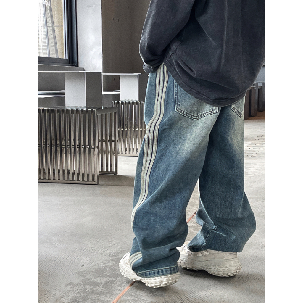 Quần jean xuông 3 sọc siêu chất cho bé trai bé gái mua thu đông mới B78-21402